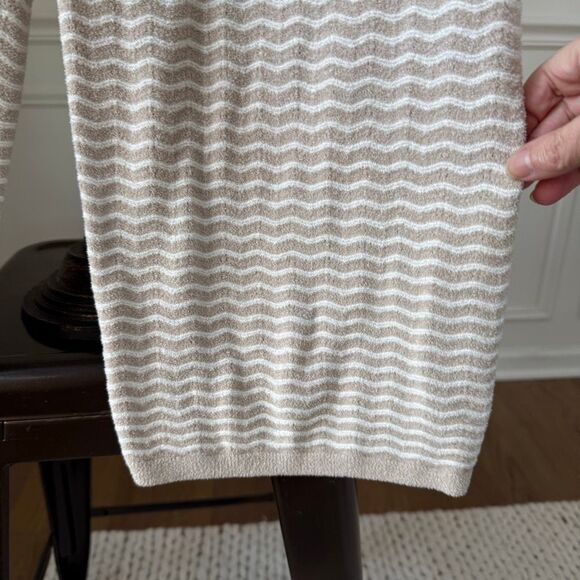 Barefoot Dreams Beige White Wavy Stripe Lounge Pajama Pants M - Picture 3 of 4